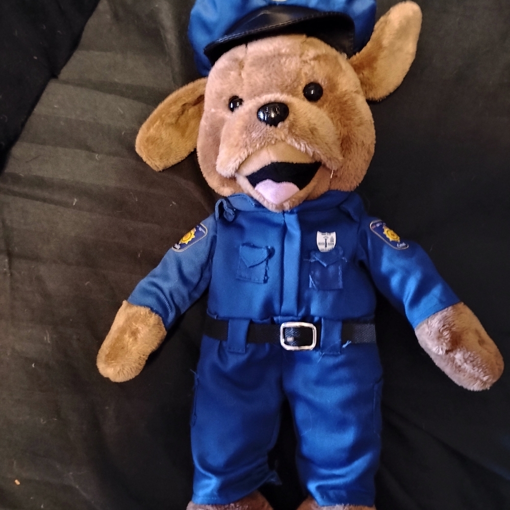 Plush Police Dog in Royal Blue Uniform
